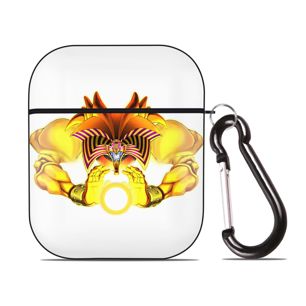 （画像用） 遊☆戯☆王 Yu-Gi-Oh! AirPods 第2世代保護ケース ハードシェル ブラック 耐衝撃・防指紋・カラビナ付き