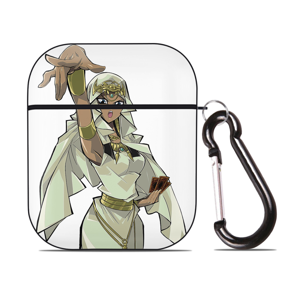 （画像用） 遊☆戯☆王 Yu-Gi-Oh! AirPods 第2世代保護ケース ハードシェル ブラック 耐衝撃・防指紋・カラビナ付き
