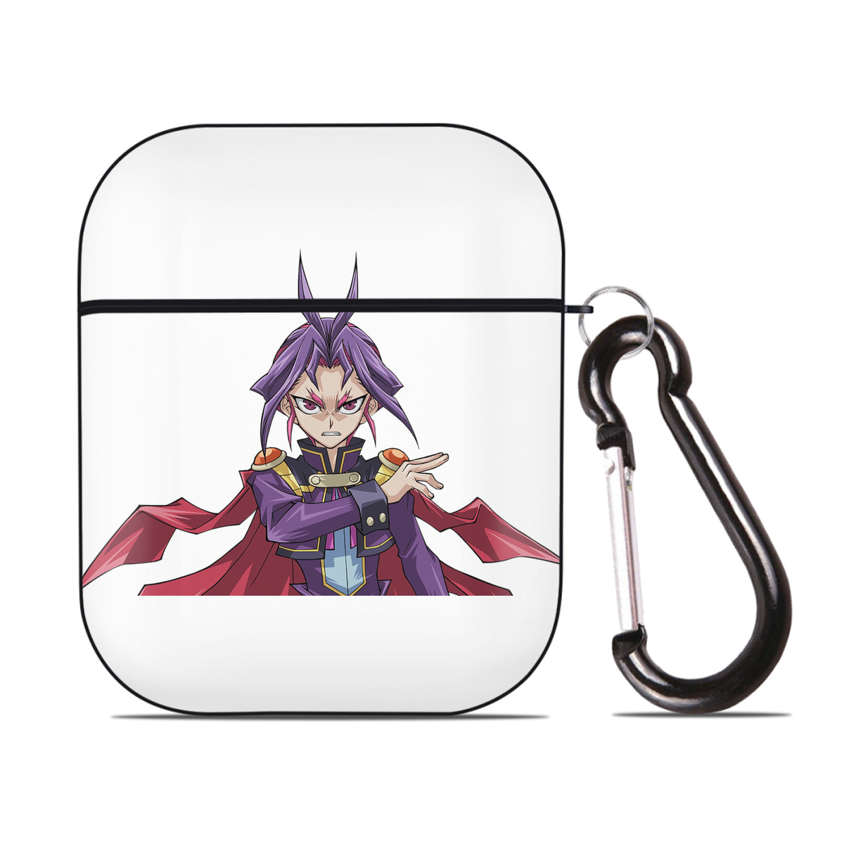 （画像用） 遊☆戯☆王 Yu-Gi-Oh! AirPods 第2世代保護ケース ハードシェル ブラック 耐衝撃・防指紋・カラビナ付き