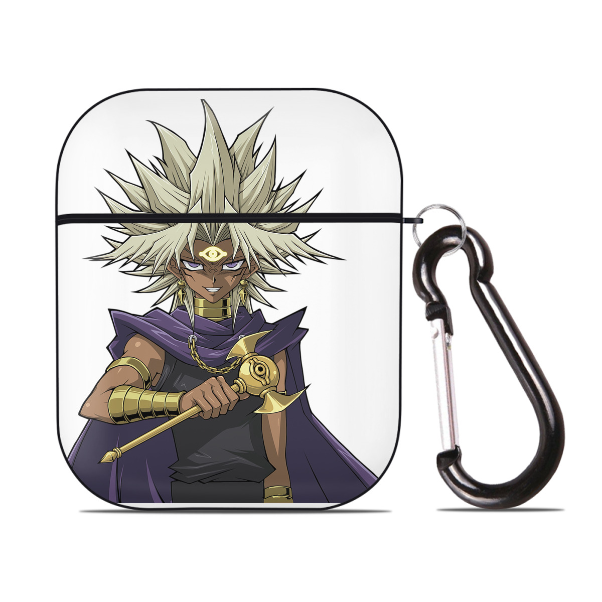 （画像用） 遊☆戯☆王 Yu-Gi-Oh! AirPods 第2世代保護ケース ハードシェル ブラック 耐衝撃・防指紋・カラビナ付き