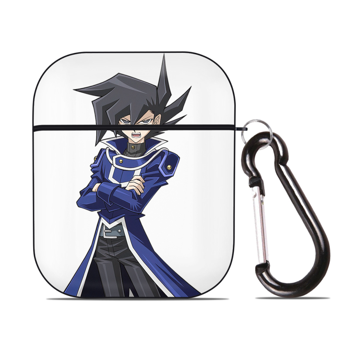 （画像用） 遊☆戯☆王 Yu-Gi-Oh! AirPods 第2世代保護ケース ハードシェル ブラック 耐衝撃・防指紋・カラビナ付き