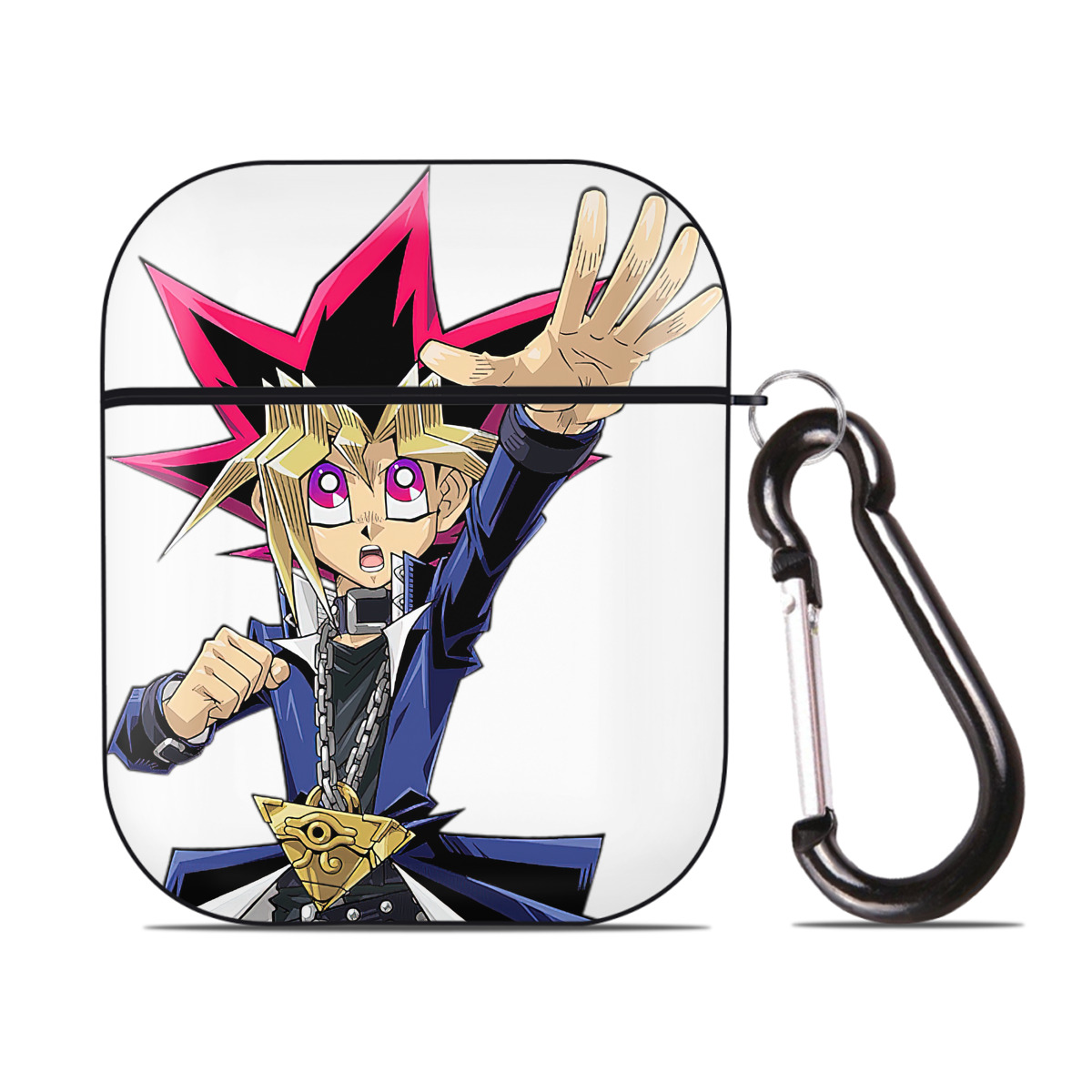 （画像用） 遊☆戯☆王 Yu-Gi-Oh! AirPods 第2世代保護ケース ハードシェル ブラック 耐衝撃・防指紋・カラビナ付き