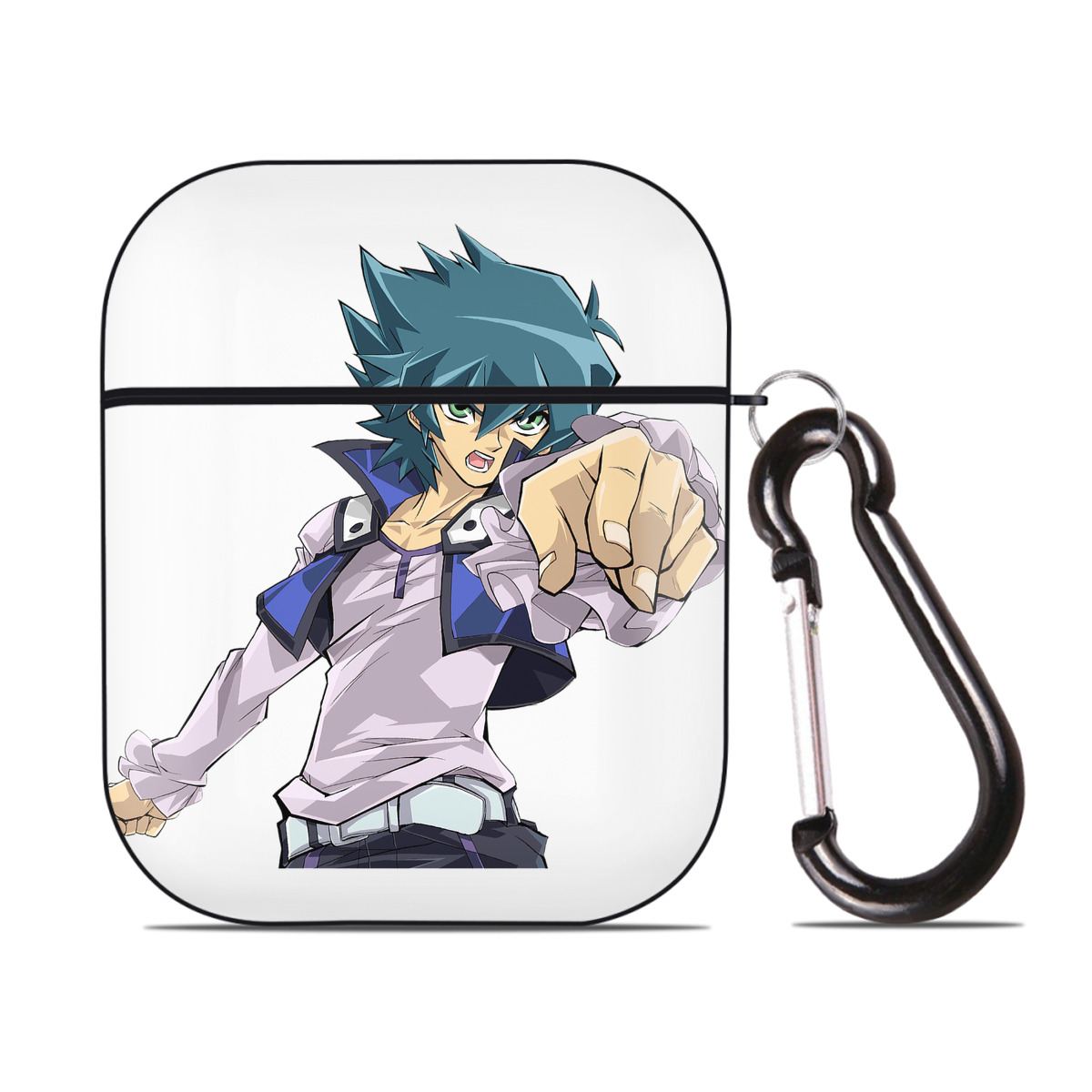 （画像用） 遊☆戯☆王 Yu-Gi-Oh! AirPods 第2世代保護ケース ハードシェル ブラック 耐衝撃・防指紋・カラビナ付き