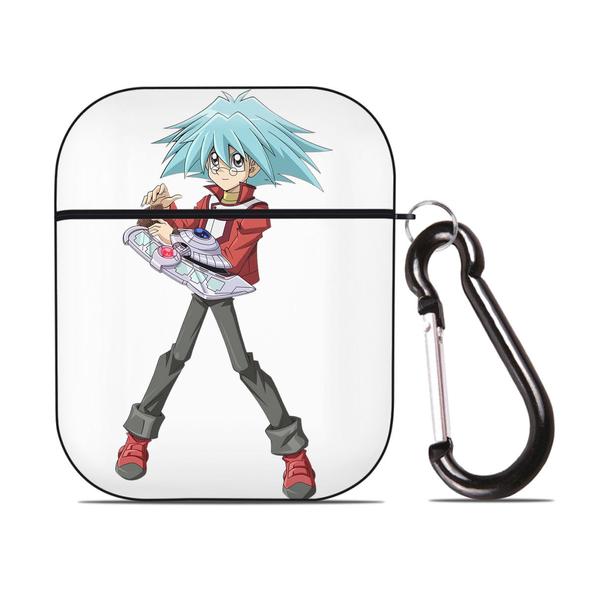 （画像用） 遊☆戯☆王 Yu-Gi-Oh! AirPods 第2世代保護ケース ハードシェル ブラック 耐衝撃・防指紋・カラビナ付き