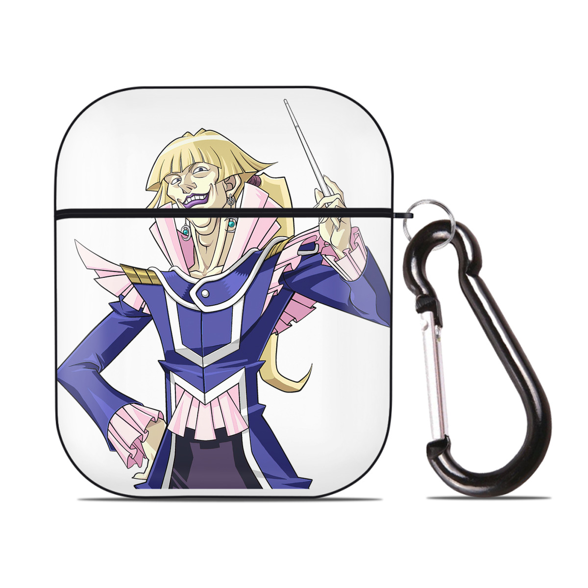 （画像用） 遊☆戯☆王 Yu-Gi-Oh! AirPods 第2世代保護ケース ハードシェル ブラック 耐衝撃・防指紋・カラビナ付き