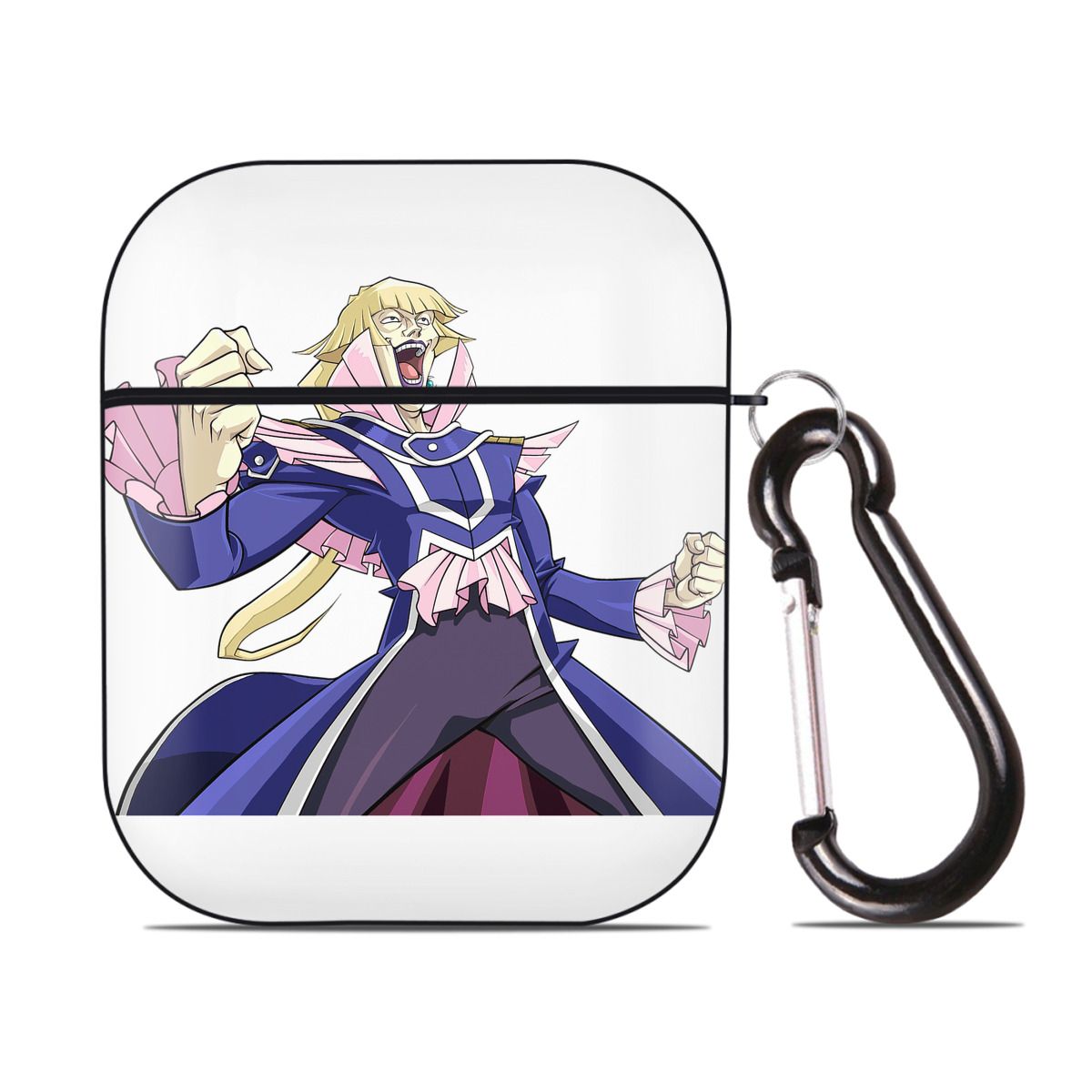 （画像用） 遊☆戯☆王 Yu-Gi-Oh! AirPods 第2世代保護ケース ハードシェル ブラック 耐衝撃・防指紋・カラビナ付き