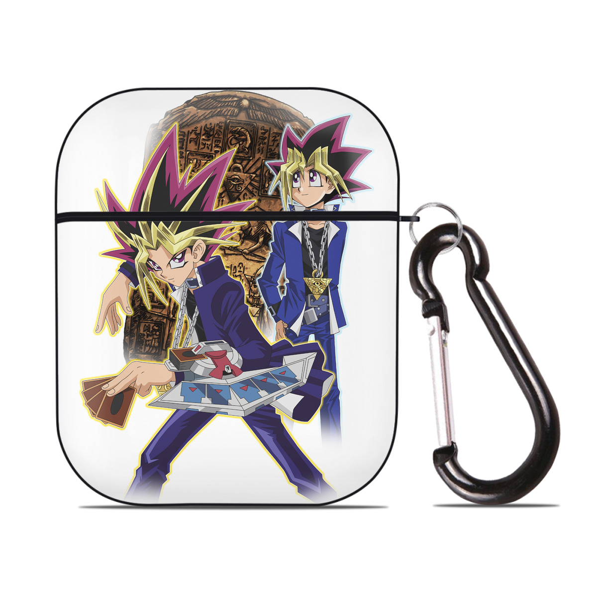 （画像用） 遊☆戯☆王 Yu-Gi-Oh! AirPods 第2世代保護ケース ハードシェル ブラック 耐衝撃・防指紋・カラビナ付き