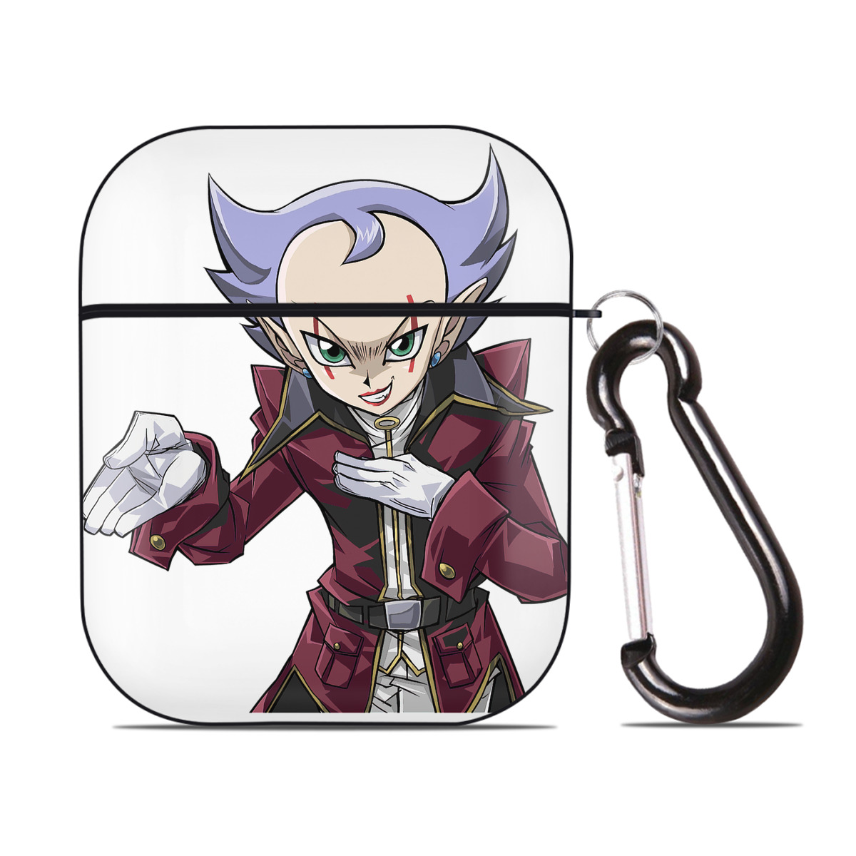 （画像用） 遊☆戯☆王 Yu-Gi-Oh! AirPods 第2世代保護ケース ハードシェル ブラック 耐衝撃・防指紋・カラビナ付き