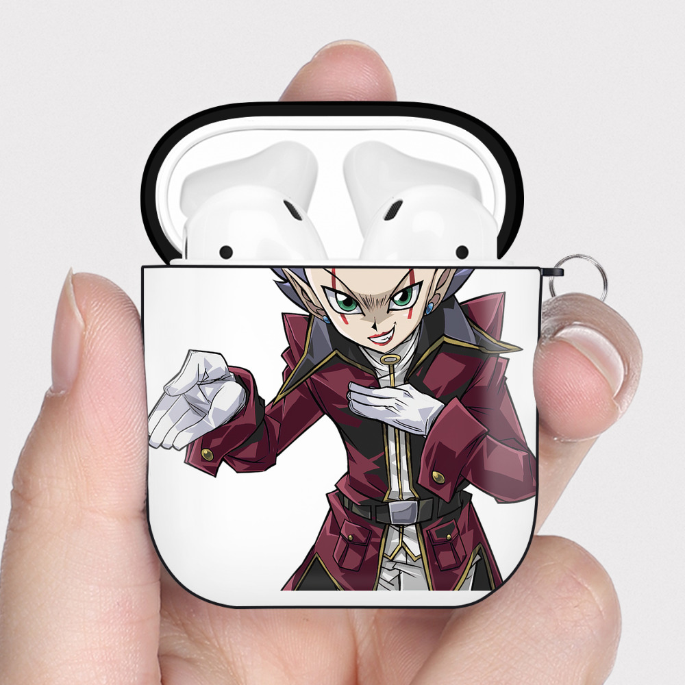 （画像用） 遊☆戯☆王 Yu-Gi-Oh! AirPods 第2世代保護ケース ハードシェル ブラック 耐衝撃・防指紋・カラビナ付き