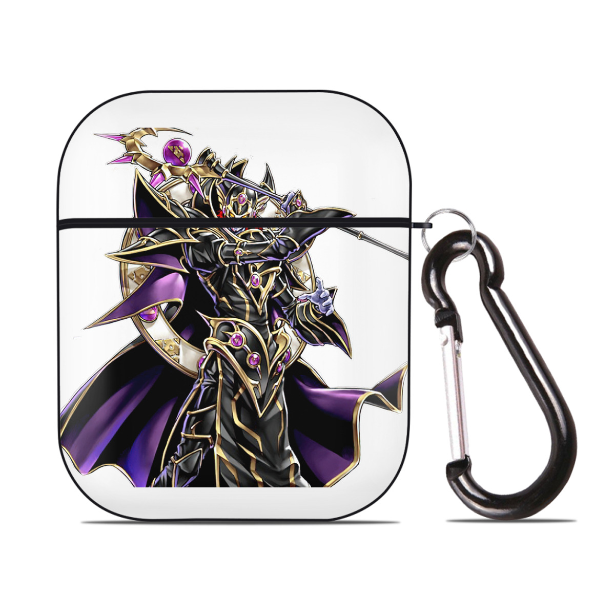 （画像用） 遊☆戯☆王 Yu-Gi-Oh! AirPods 第2世代保護ケース ハードシェル ブラック 耐衝撃・防指紋・カラビナ付き