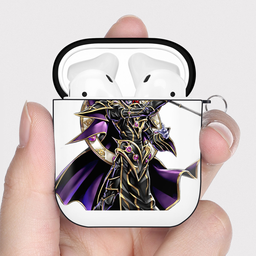 （画像用） 遊☆戯☆王 Yu-Gi-Oh! AirPods 第2世代保護ケース ハードシェル ブラック 耐衝撃・防指紋・カラビナ付き