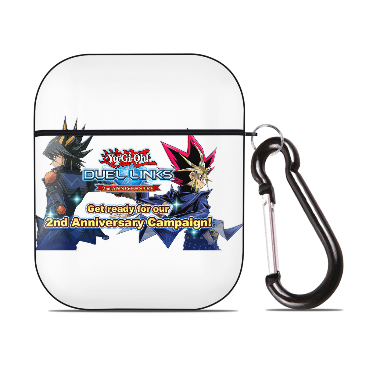 （画像用） 遊☆戯☆王 Yu-Gi-Oh! AirPods 第2世代保護ケース ハードシェル ブラック 耐衝撃・防指紋・カラビナ付き
