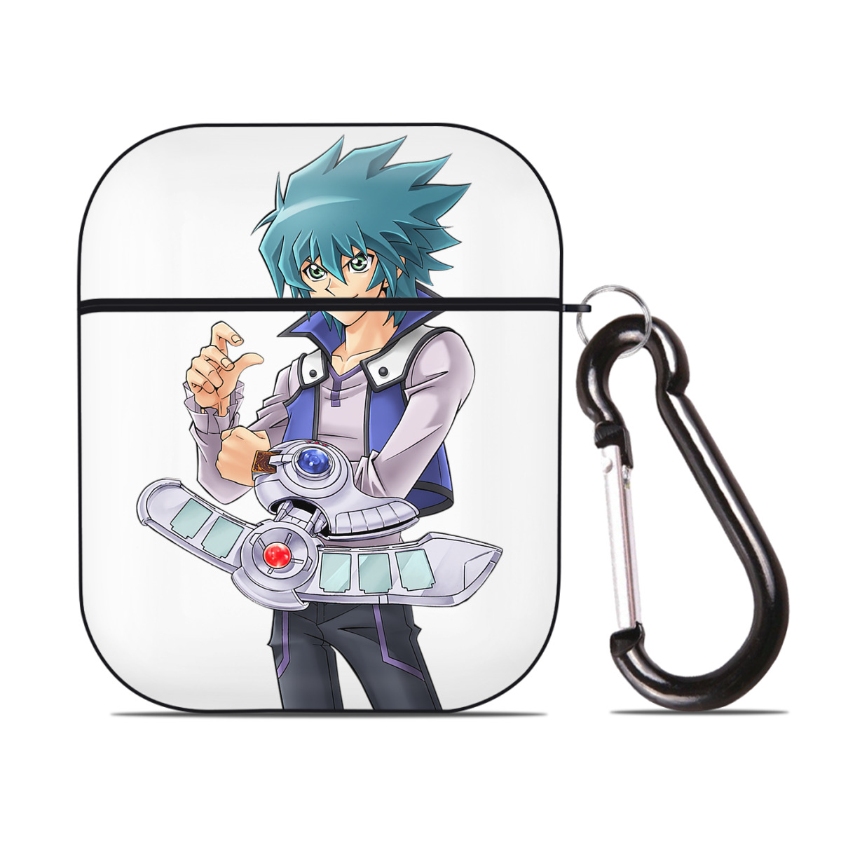 （画像用） 遊☆戯☆王 Yu-Gi-Oh! AirPods 第2世代保護ケース ハードシェル ブラック 耐衝撃・防指紋・カラビナ付き