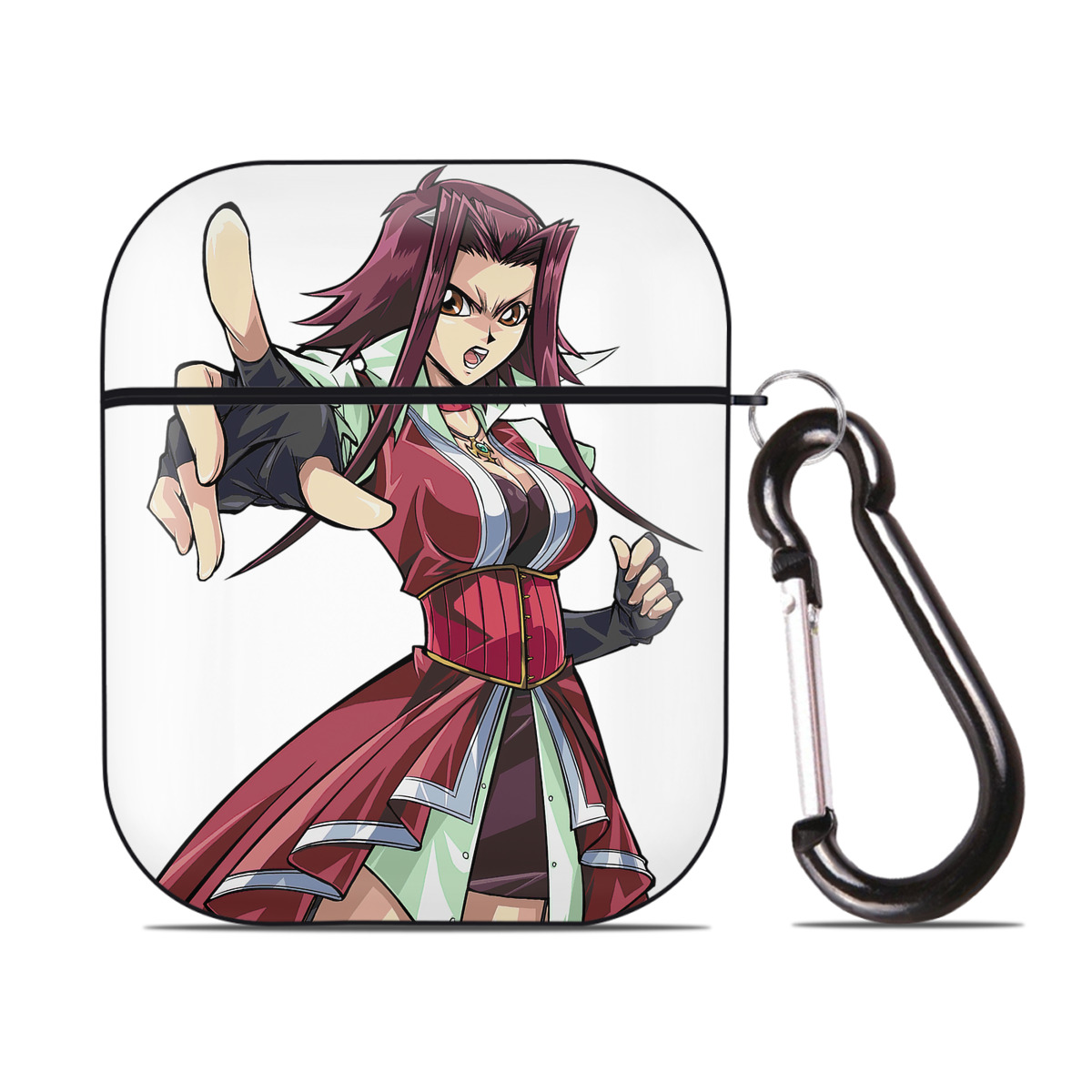 （画像用） 遊☆戯☆王 Yu-Gi-Oh! AirPods 第2世代保護ケース ハードシェル ブラック 耐衝撃・防指紋・カラビナ付き