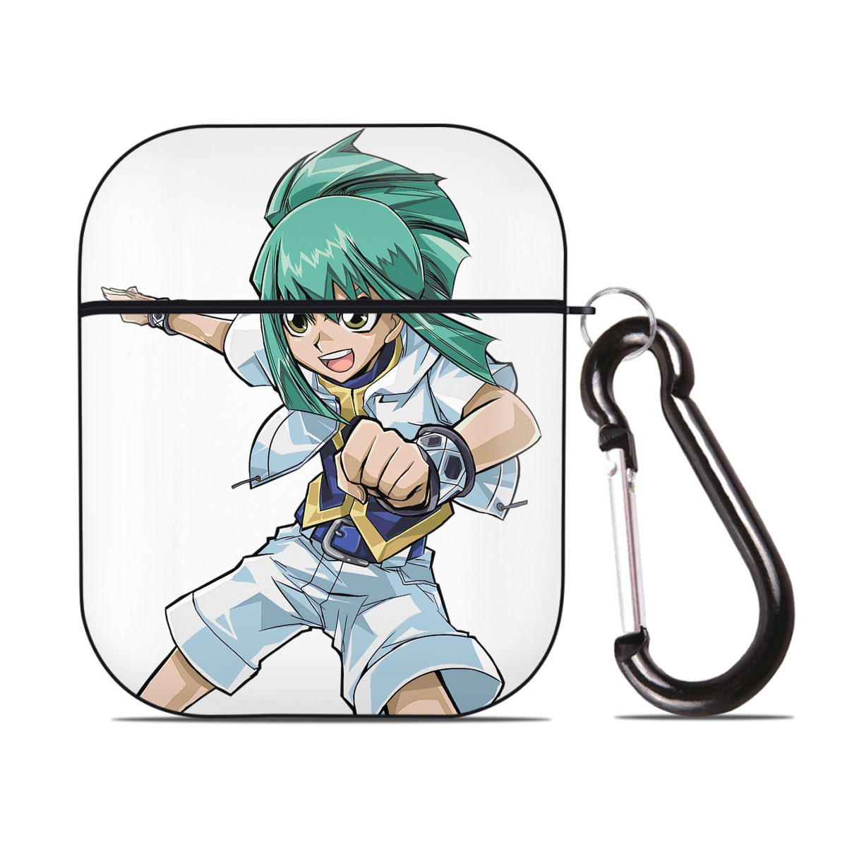 （画像用） 遊☆戯☆王 Yu-Gi-Oh! AirPods 第2世代保護ケース ハードシェル ブラック 耐衝撃・防指紋・カラビナ付き