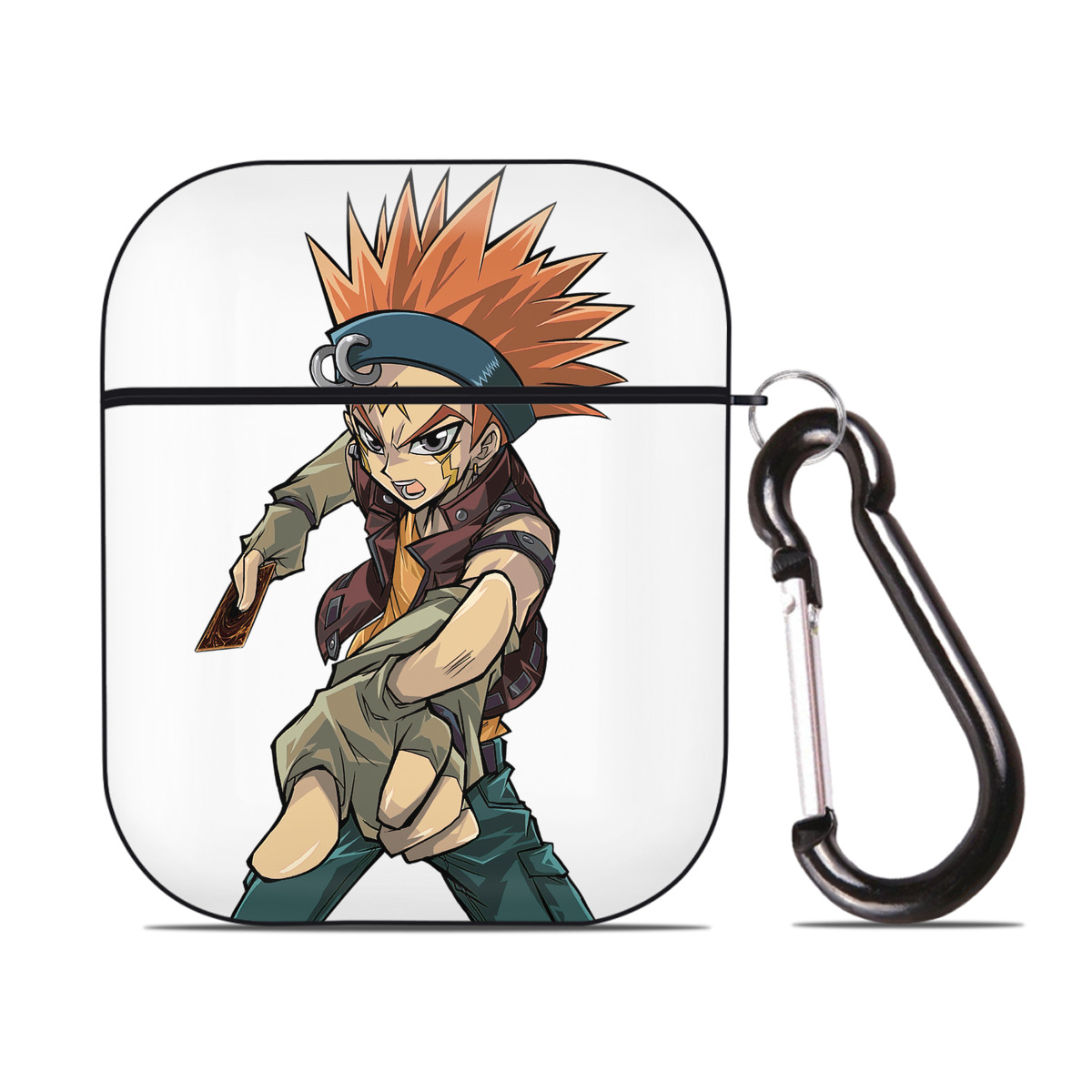 （画像用） 遊☆戯☆王 Yu-Gi-Oh! AirPods 第2世代保護ケース ハードシェル ブラック 耐衝撃・防指紋・カラビナ付き