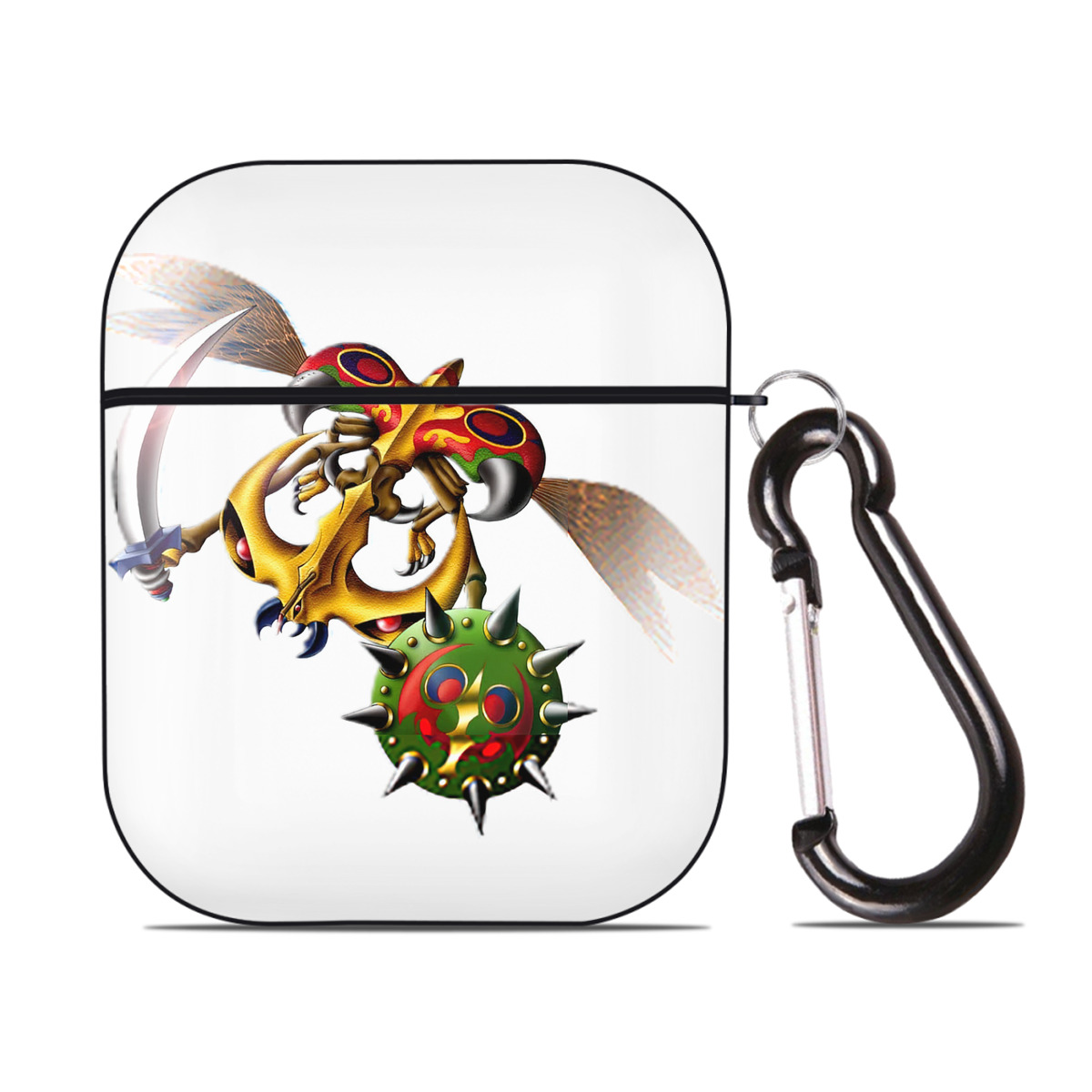 （画像用） 遊☆戯☆王 Yu-Gi-Oh! AirPods 第2世代保護ケース ハードシェル ブラック 耐衝撃・防指紋・カラビナ付き
