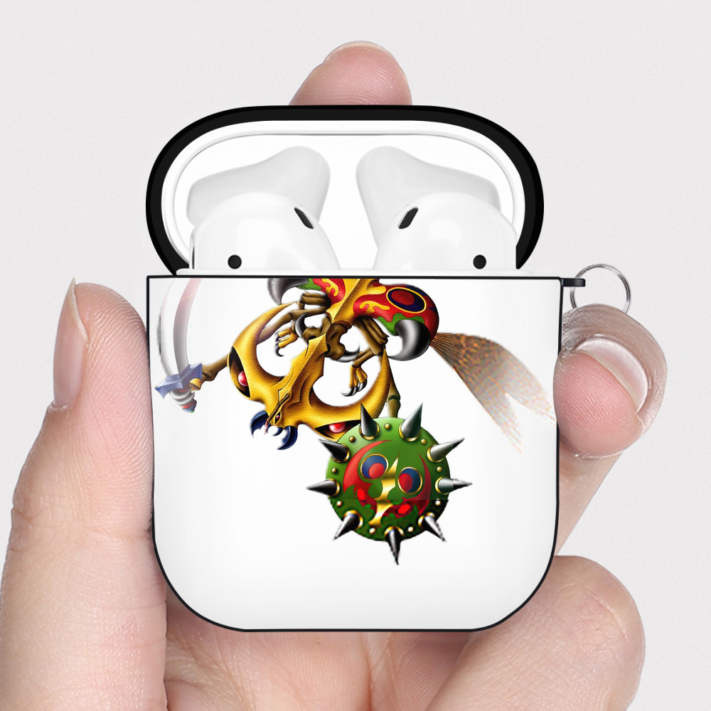 （画像用） 遊☆戯☆王 Yu-Gi-Oh! AirPods 第2世代保護ケース ハードシェル ブラック 耐衝撃・防指紋・カラビナ付き