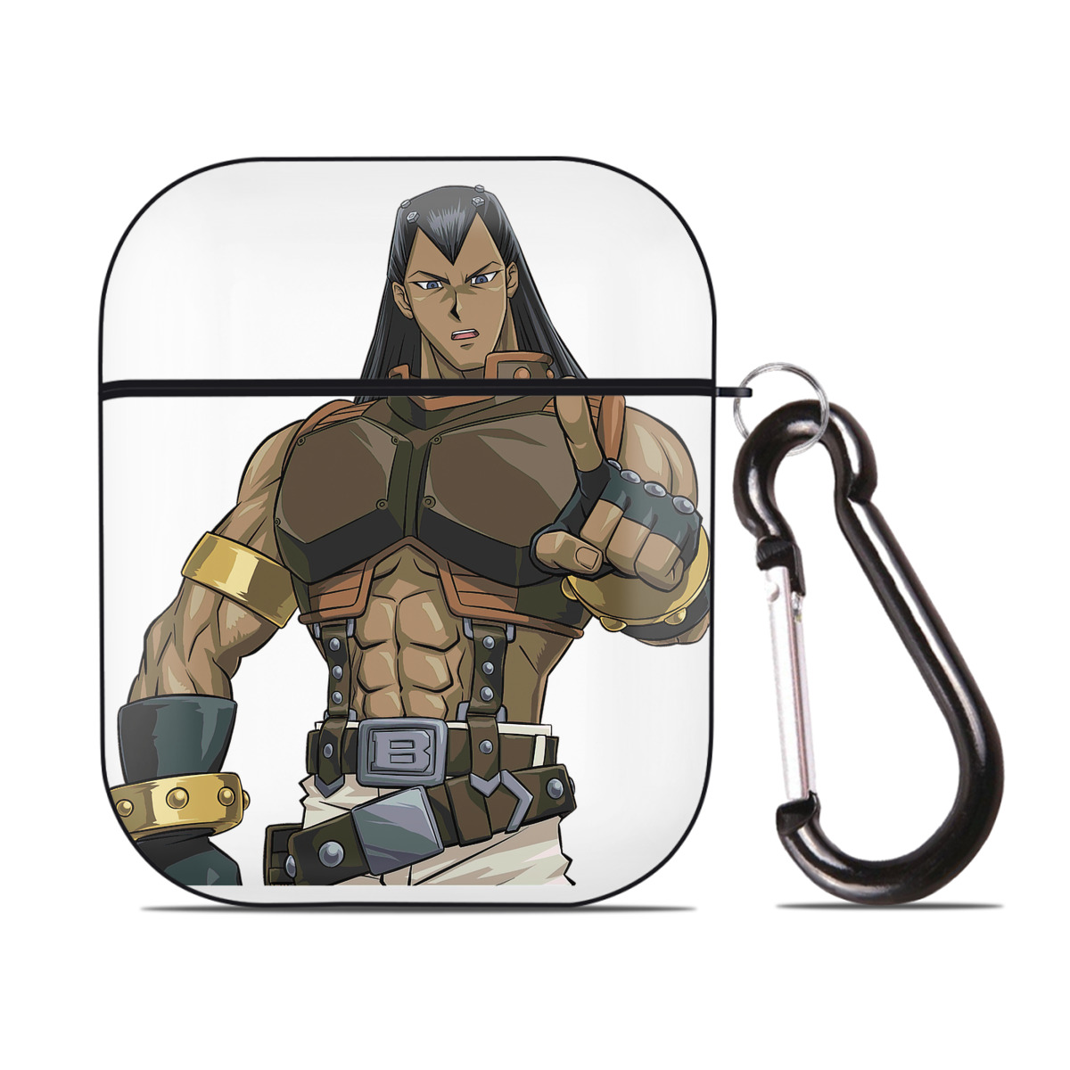 （画像用） 遊☆戯☆王 Yu-Gi-Oh! AirPods 第2世代保護ケース ハードシェル ブラック 耐衝撃・防指紋・カラビナ付き