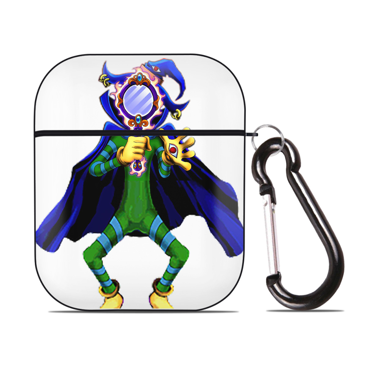 （画像用） 遊☆戯☆王 Yu-Gi-Oh! AirPods 第2世代保護ケース ハードシェル ブラック 耐衝撃・防指紋・カラビナ付き