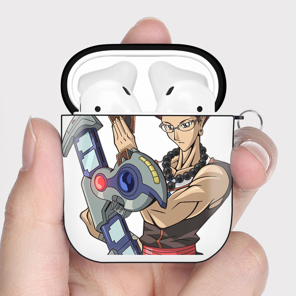 （画像用） 遊☆戯☆王 Yu-Gi-Oh! AirPods 第2世代保護ケース ハードシェル ブラック 耐衝撃・防指紋・カラビナ付き