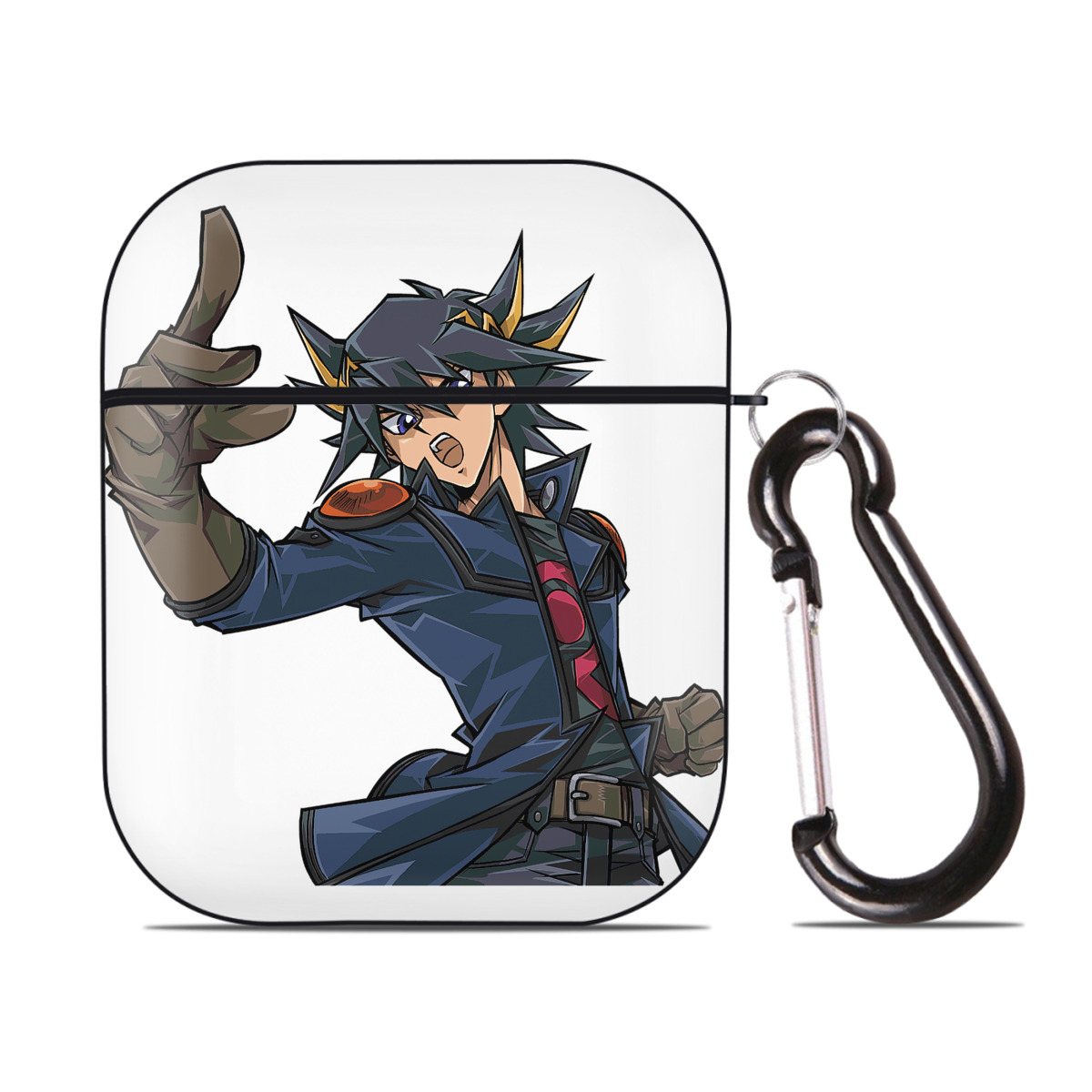 （画像用） 遊☆戯☆王 Yu-Gi-Oh! AirPods 第2世代保護ケース ハードシェル ブラック 耐衝撃・防指紋・カラビナ付き