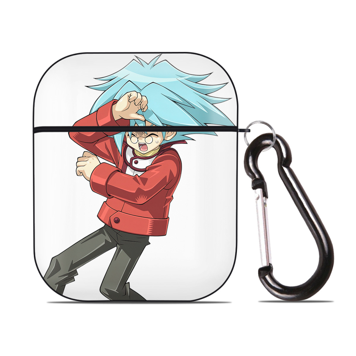 （画像用） 遊☆戯☆王 Yu-Gi-Oh! AirPods 第2世代保護ケース ハードシェル ブラック 耐衝撃・防指紋・カラビナ付き