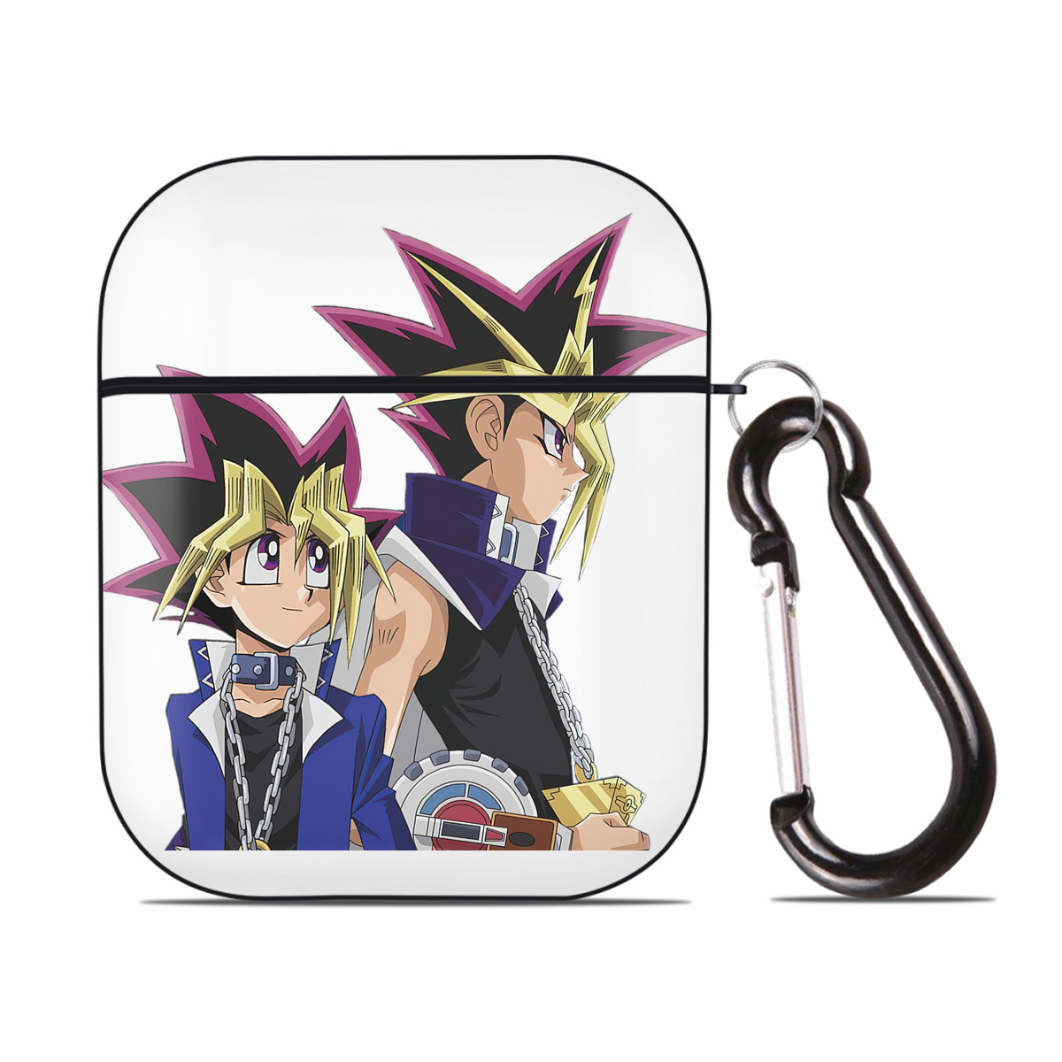 （画像用） 遊☆戯☆王 Yu-Gi-Oh! AirPods 第2世代保護ケース ハードシェル ブラック 耐衝撃・防指紋・カラビナ付き