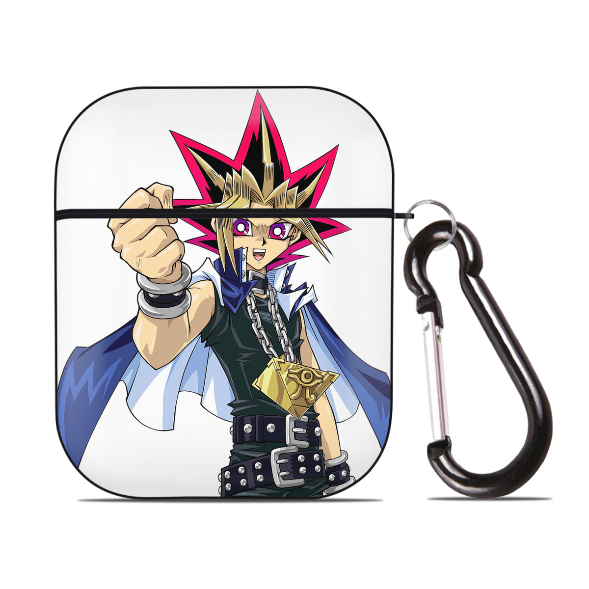 （画像用） 遊☆戯☆王 Yu-Gi-Oh! AirPods 第2世代保護ケース ハードシェル ブラック 耐衝撃・防指紋・カラビナ付き