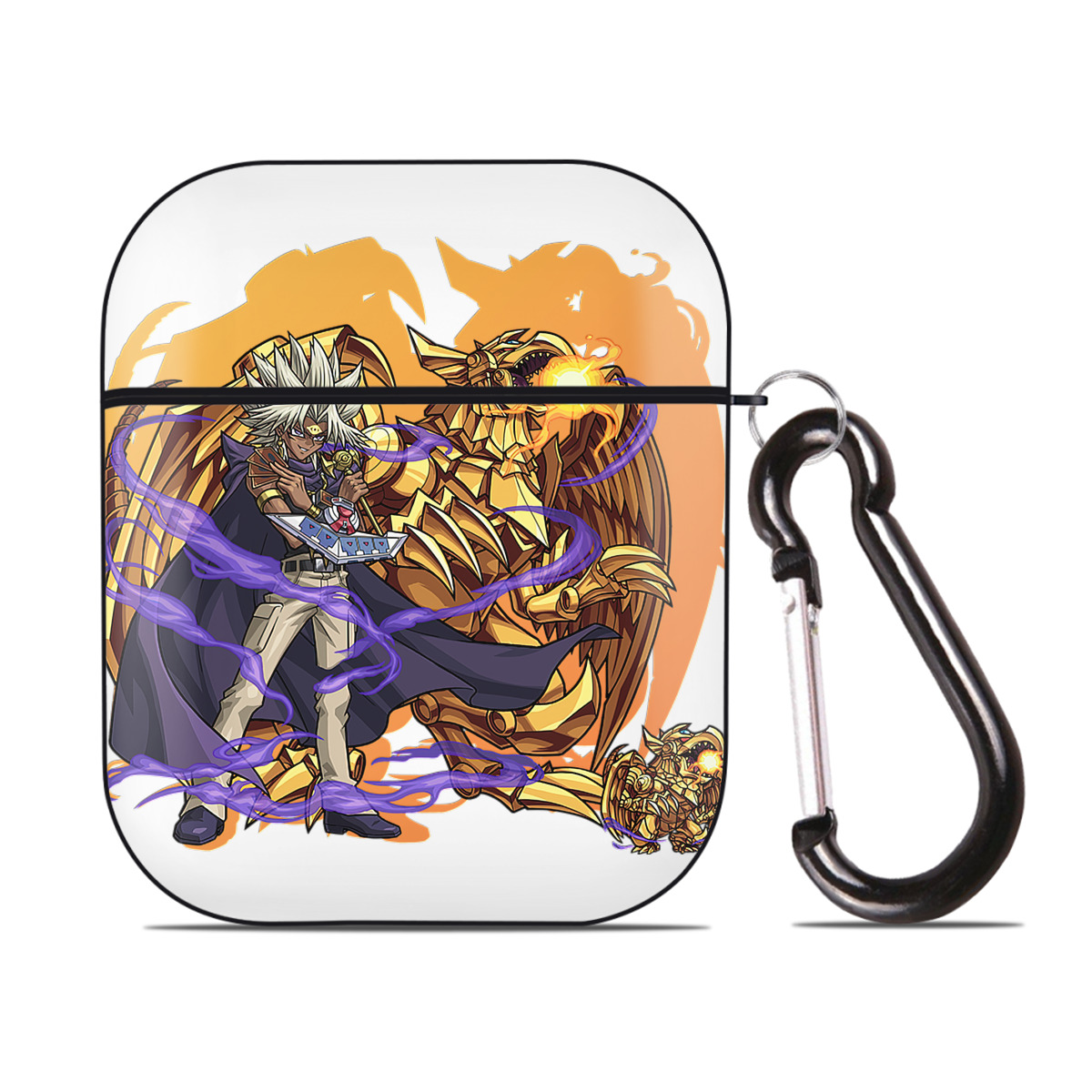 （画像用） 遊☆戯☆王 Yu-Gi-Oh! AirPods 第2世代保護ケース ハードシェル ブラック 耐衝撃・防指紋・カラビナ付き