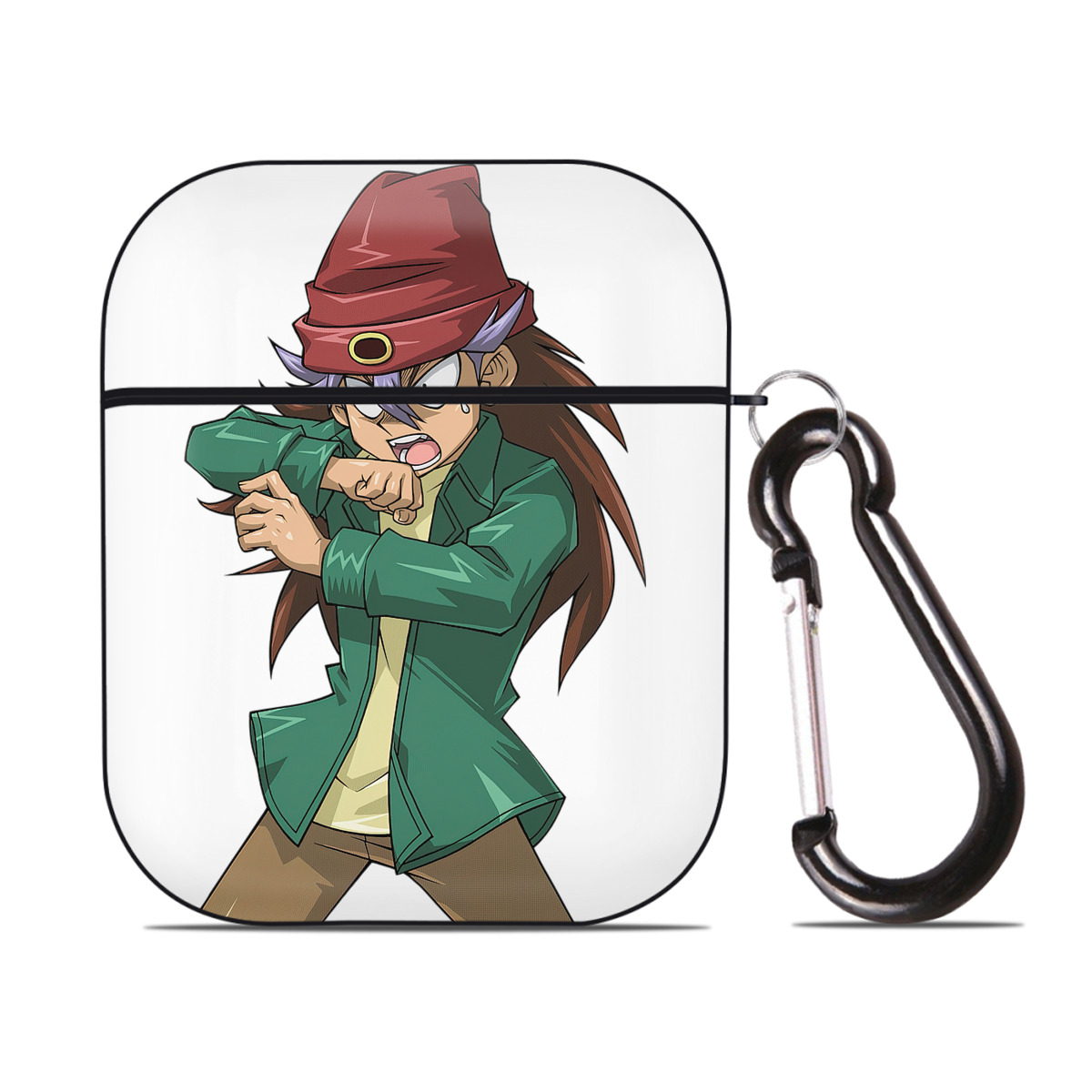 （画像用） 遊☆戯☆王 Yu-Gi-Oh! AirPods 第2世代保護ケース ハードシェル ブラック 耐衝撃・防指紋・カラビナ付き