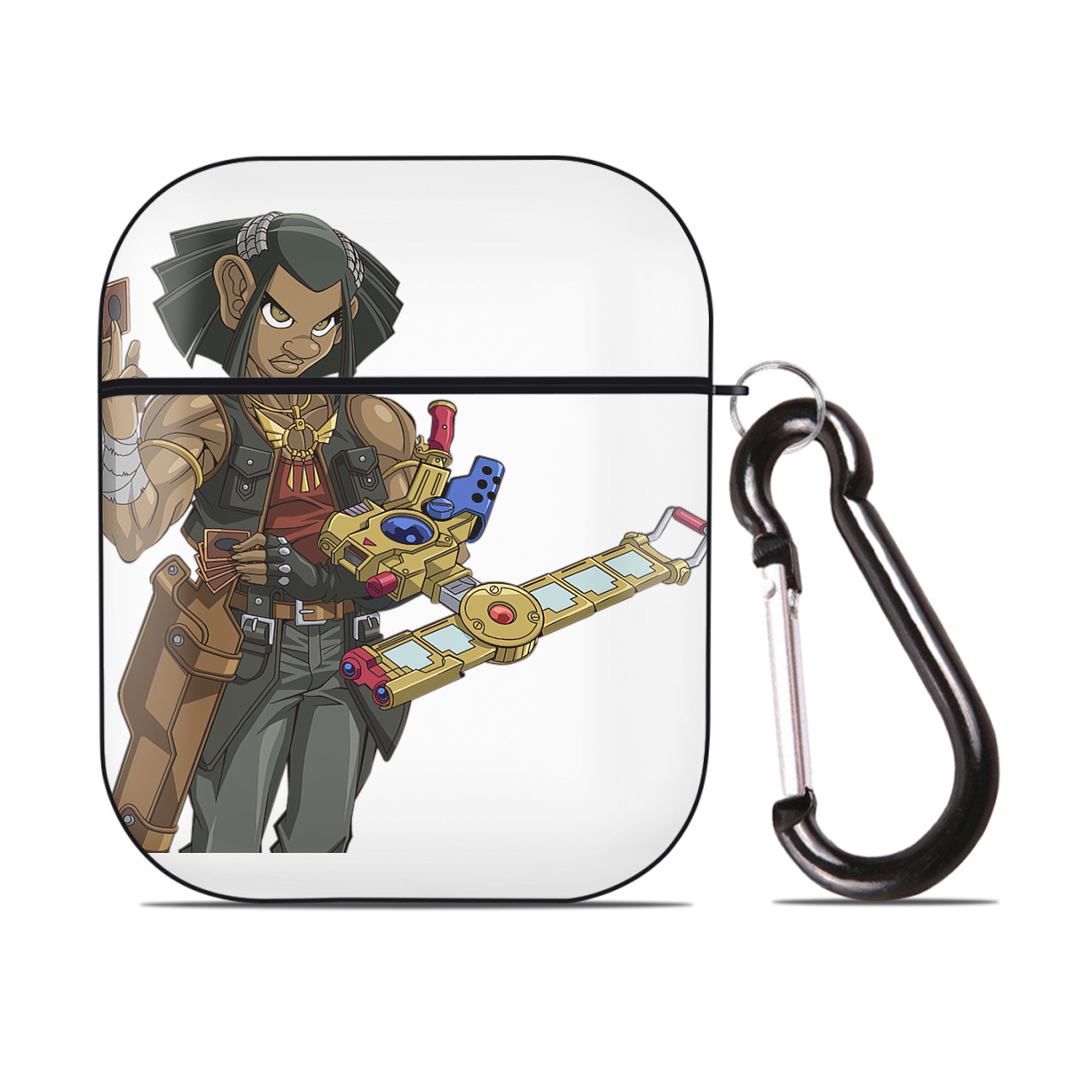 （画像用） 遊☆戯☆王 Yu-Gi-Oh! AirPods 第2世代保護ケース ハードシェル ブラック 耐衝撃・防指紋・カラビナ付き