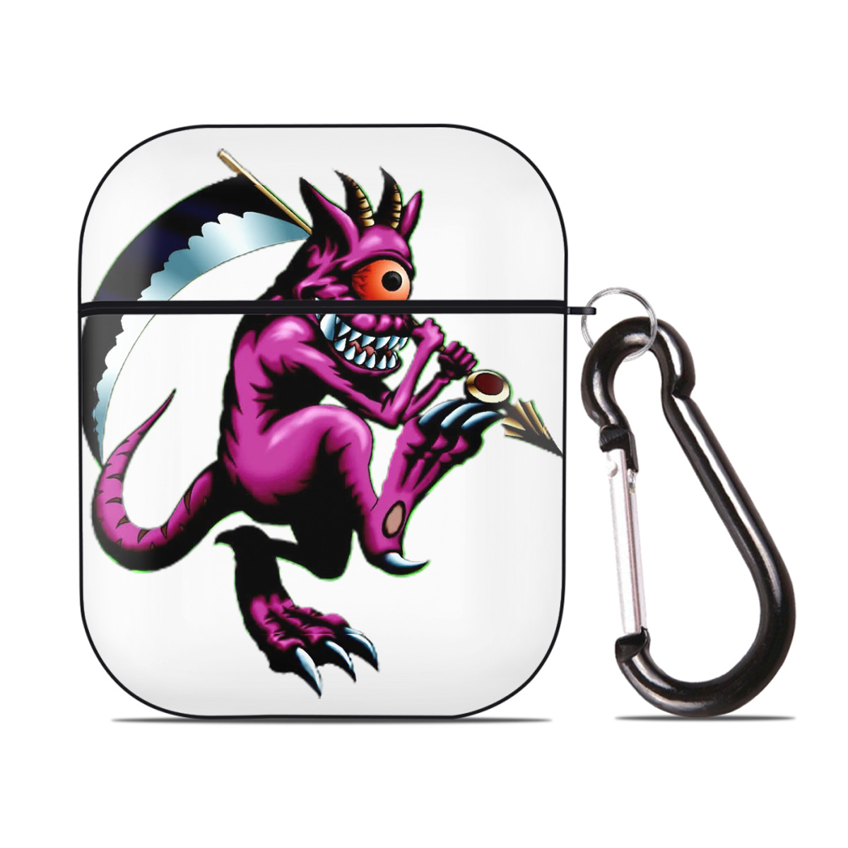 （画像用） 遊☆戯☆王 Yu-Gi-Oh! AirPods 第2世代保護ケース ハードシェル ブラック 耐衝撃・防指紋・カラビナ付き