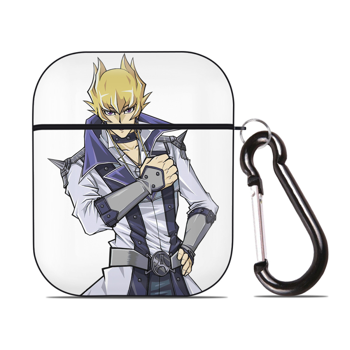 （画像用） 遊☆戯☆王 Yu-Gi-Oh! AirPods 第2世代保護ケース ハードシェル ブラック 耐衝撃・防指紋・カラビナ付き