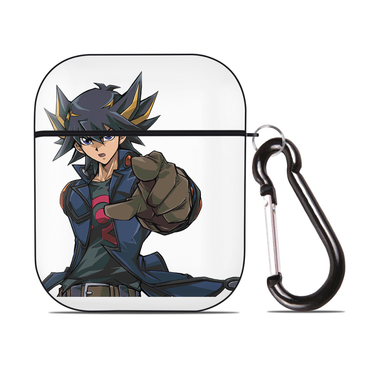 （画像用） 遊☆戯☆王 Yu-Gi-Oh! AirPods 第2世代保護ケース ハードシェル ブラック 耐衝撃・防指紋・カラビナ付き