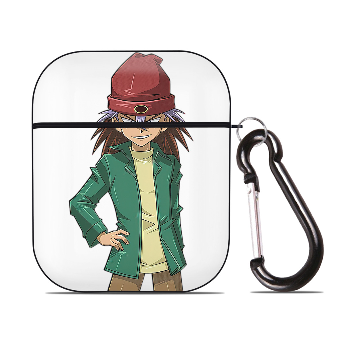 （画像用） 遊☆戯☆王 Yu-Gi-Oh! AirPods 第2世代保護ケース ハードシェル ブラック 耐衝撃・防指紋・カラビナ付き