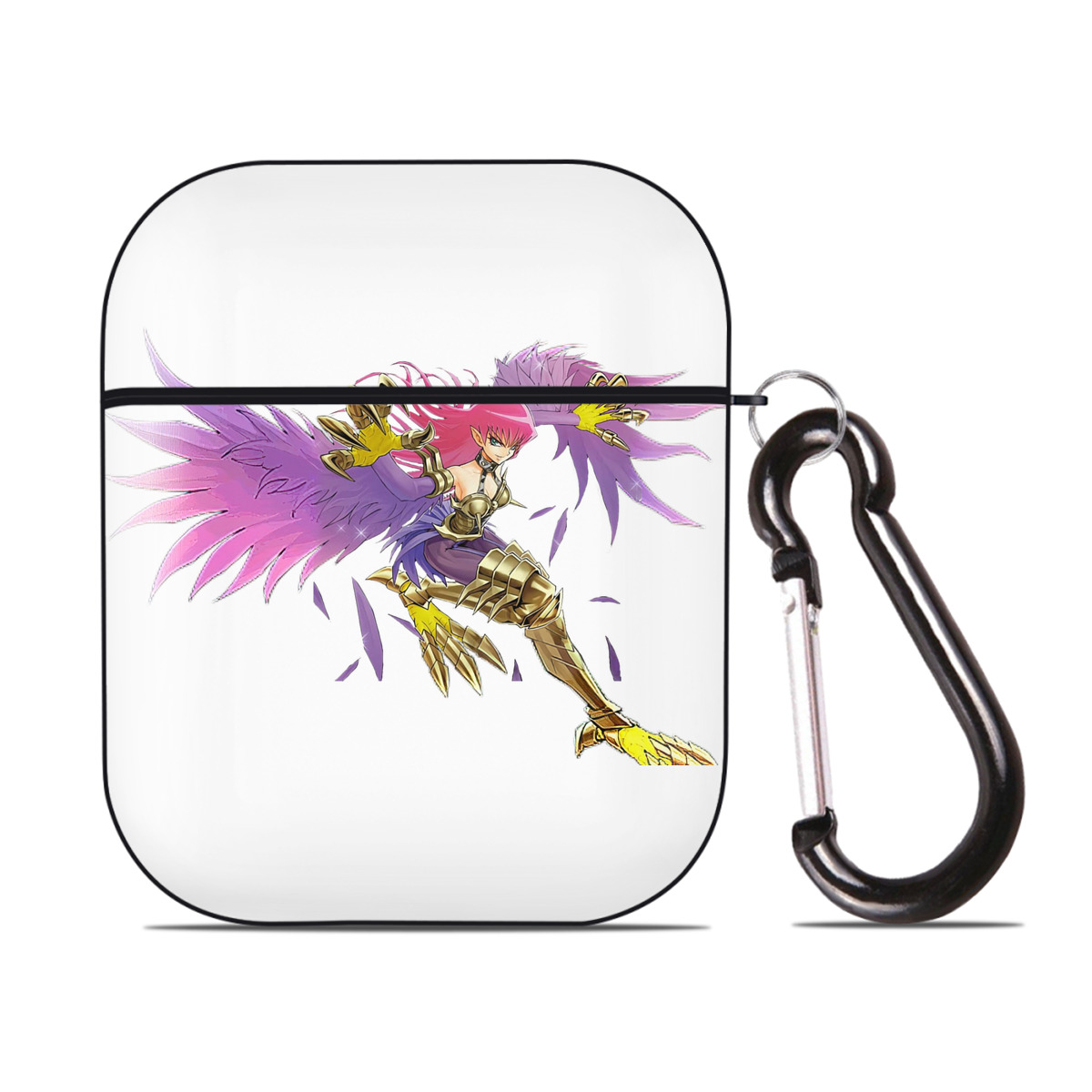 （画像用） 遊☆戯☆王 Yu-Gi-Oh! AirPods 第2世代保護ケース ハードシェル ブラック 耐衝撃・防指紋・カラビナ付き
