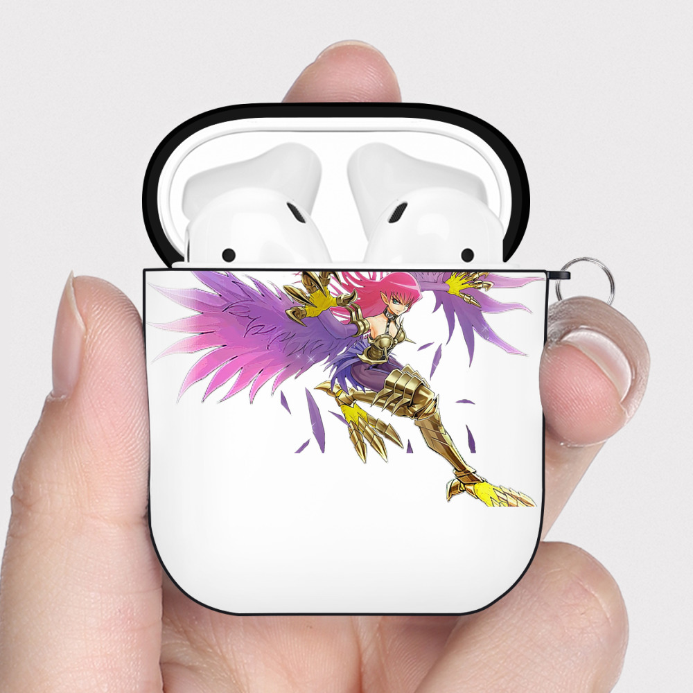 （画像用） 遊☆戯☆王 Yu-Gi-Oh! AirPods 第2世代保護ケース ハードシェル ブラック 耐衝撃・防指紋・カラビナ付き