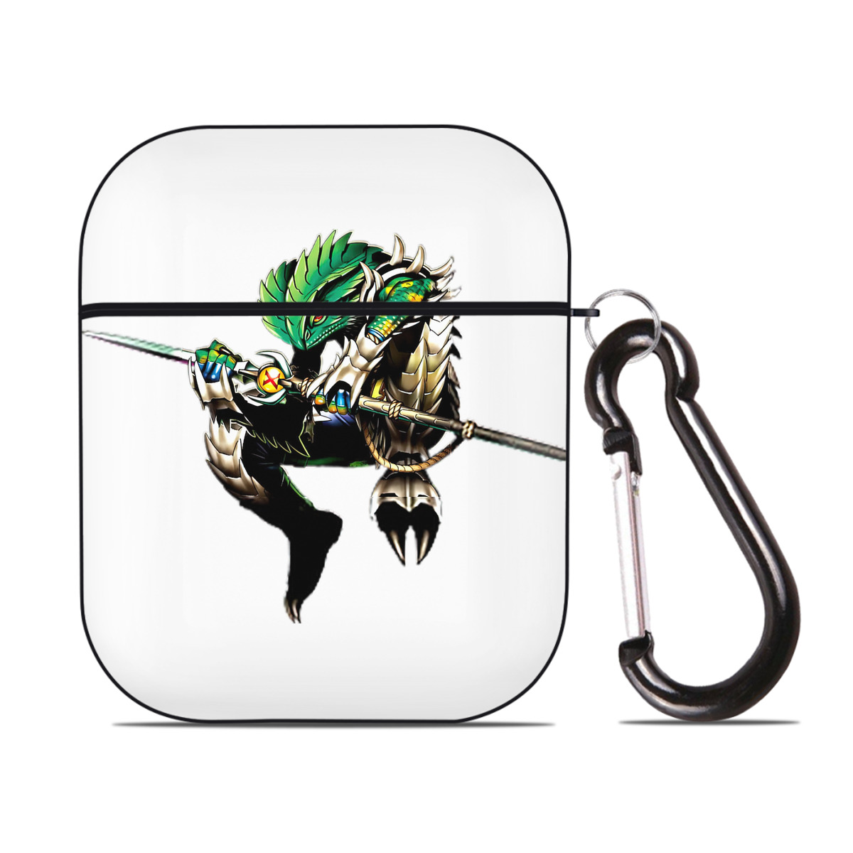 （画像用） 遊☆戯☆王 Yu-Gi-Oh! AirPods 第2世代保護ケース ハードシェル ブラック 耐衝撃・防指紋・カラビナ付き