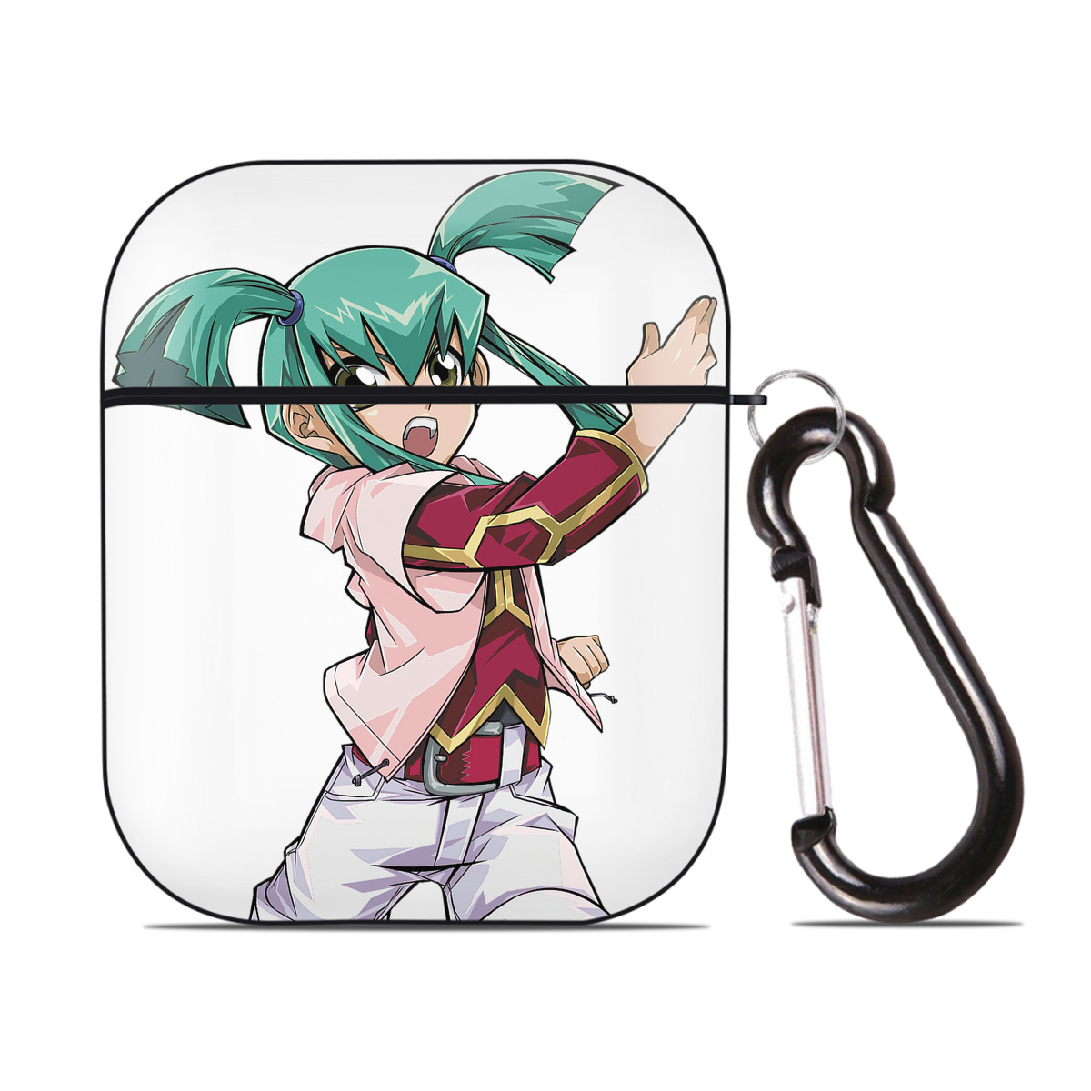 （画像用） 遊☆戯☆王 Yu-Gi-Oh! AirPods 第2世代保護ケース ハードシェル ブラック 耐衝撃・防指紋・カラビナ付き