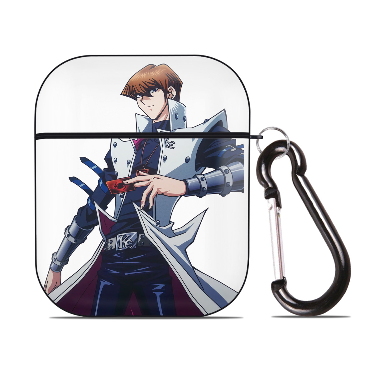 （画像用） 遊☆戯☆王 Yu-Gi-Oh! AirPods 第2世代保護ケース ハードシェル ブラック 耐衝撃・防指紋・カラビナ付き