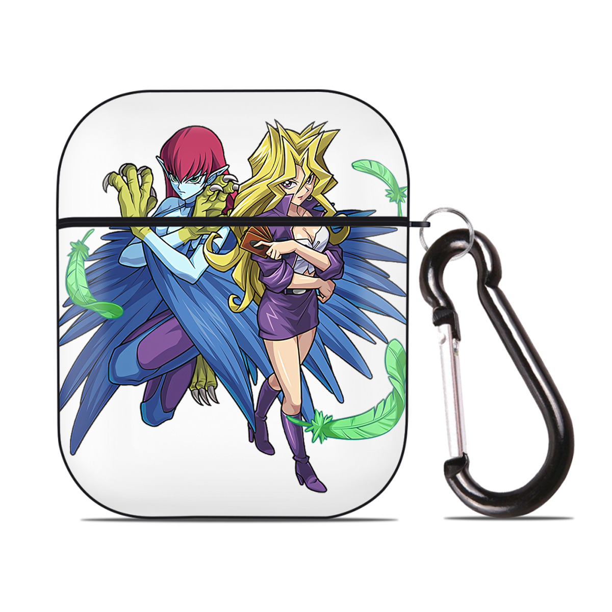 （画像用） 遊☆戯☆王 Yu-Gi-Oh! AirPods 第2世代保護ケース ハードシェル ブラック 耐衝撃・防指紋・カラビナ付き