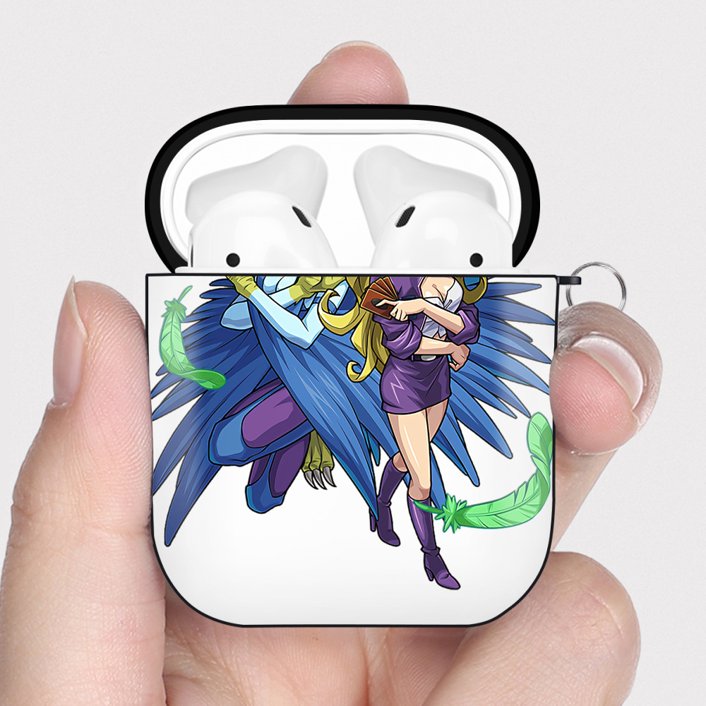 （画像用） 遊☆戯☆王 Yu-Gi-Oh! AirPods 第2世代保護ケース ハードシェル ブラック 耐衝撃・防指紋・カラビナ付き