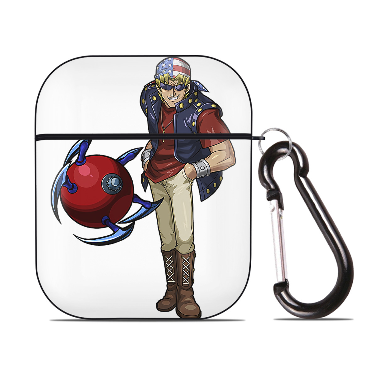 （画像用） 遊☆戯☆王 Yu-Gi-Oh! AirPods 第2世代保護ケース ハードシェル ブラック 耐衝撃・防指紋・カラビナ付き