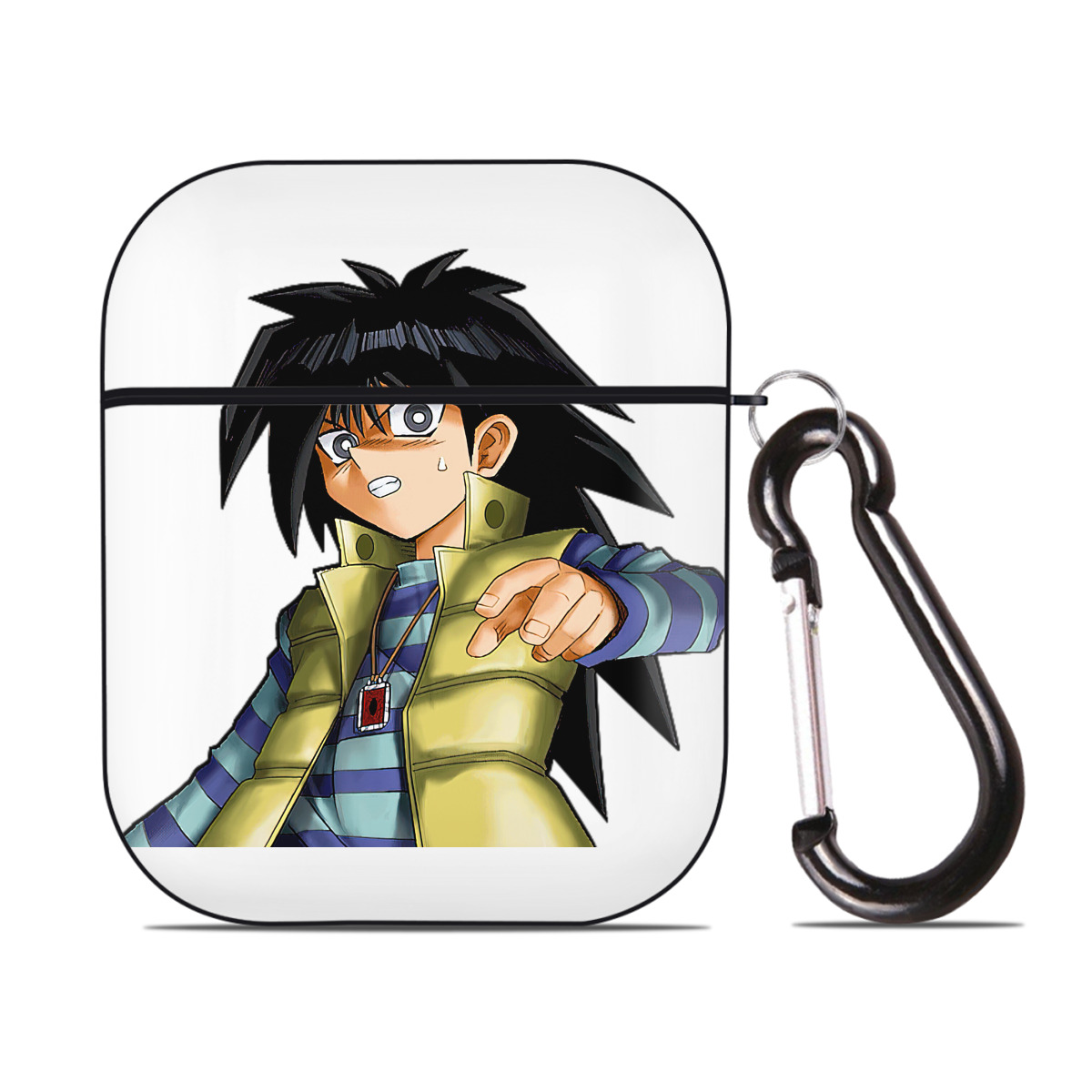 （画像用） 遊☆戯☆王 Yu-Gi-Oh! AirPods 第2世代保護ケース ハードシェル ブラック 耐衝撃・防指紋・カラビナ付き