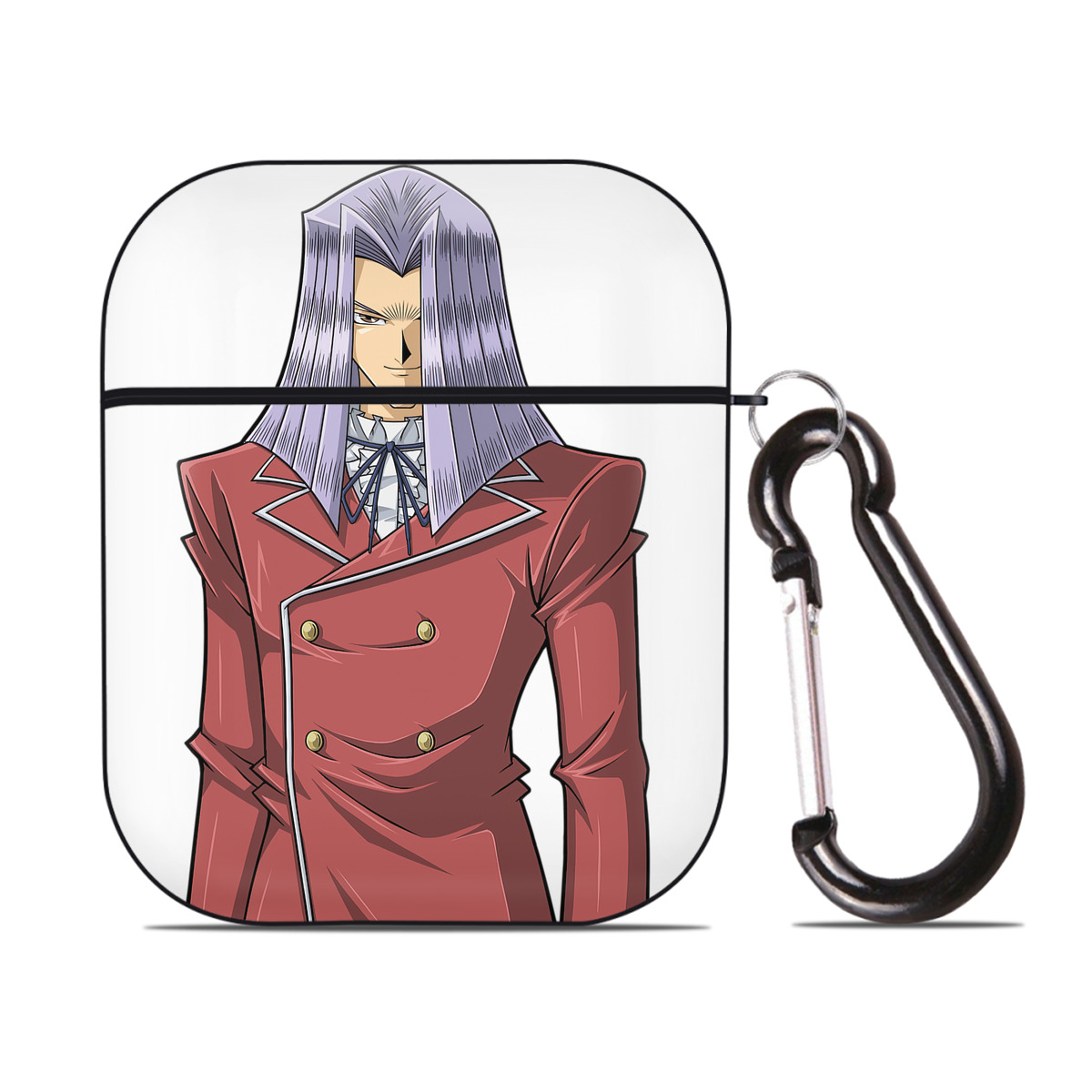（画像用） 遊☆戯☆王 Yu-Gi-Oh! AirPods 第2世代保護ケース ハードシェル ブラック 耐衝撃・防指紋・カラビナ付き