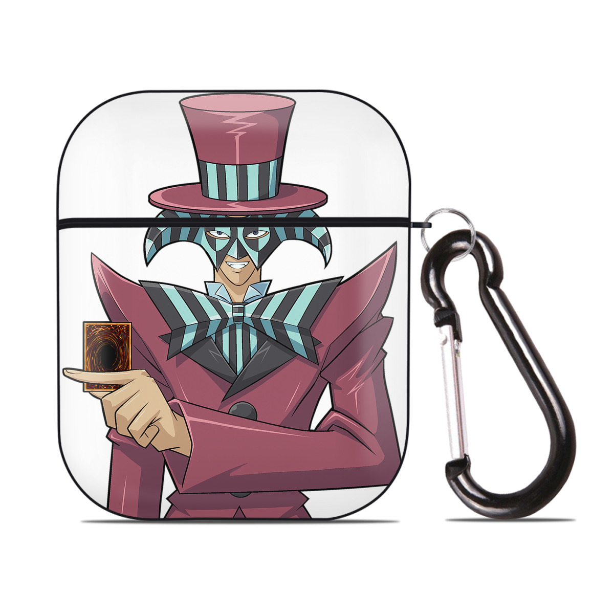 （画像用） 遊☆戯☆王 Yu-Gi-Oh! AirPods 第2世代保護ケース ハードシェル ブラック 耐衝撃・防指紋・カラビナ付き