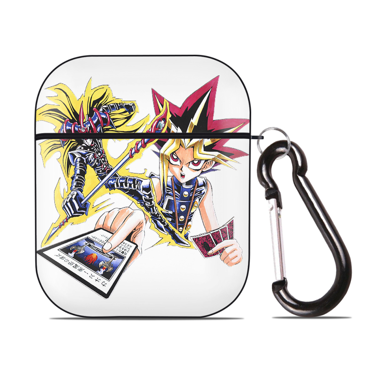 （画像用） 遊☆戯☆王 Yu-Gi-Oh! AirPods 第2世代保護ケース ハードシェル ブラック 耐衝撃・防指紋・カラビナ付き