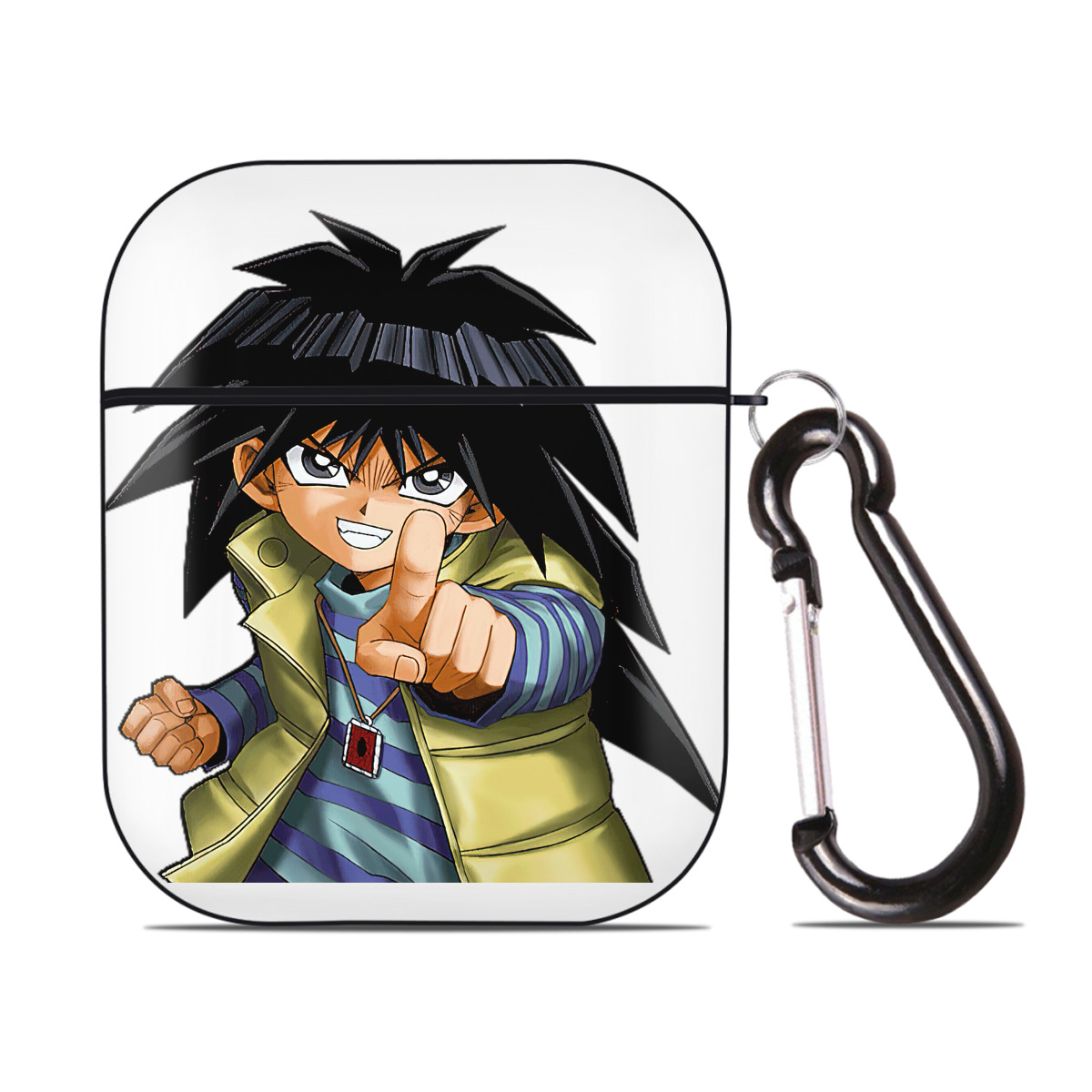 （画像用） 遊☆戯☆王 Yu-Gi-Oh! AirPods 第2世代保護ケース ハードシェル ブラック 耐衝撃・防指紋・カラビナ付き