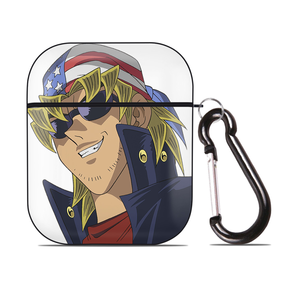 （画像用） 遊☆戯☆王 Yu-Gi-Oh! AirPods 第2世代保護ケース ハードシェル ブラック 耐衝撃・防指紋・カラビナ付き